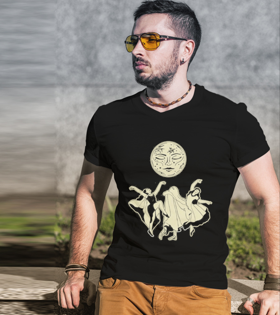 Two Girls Ghostly Dance Under Moon T-Shirt
