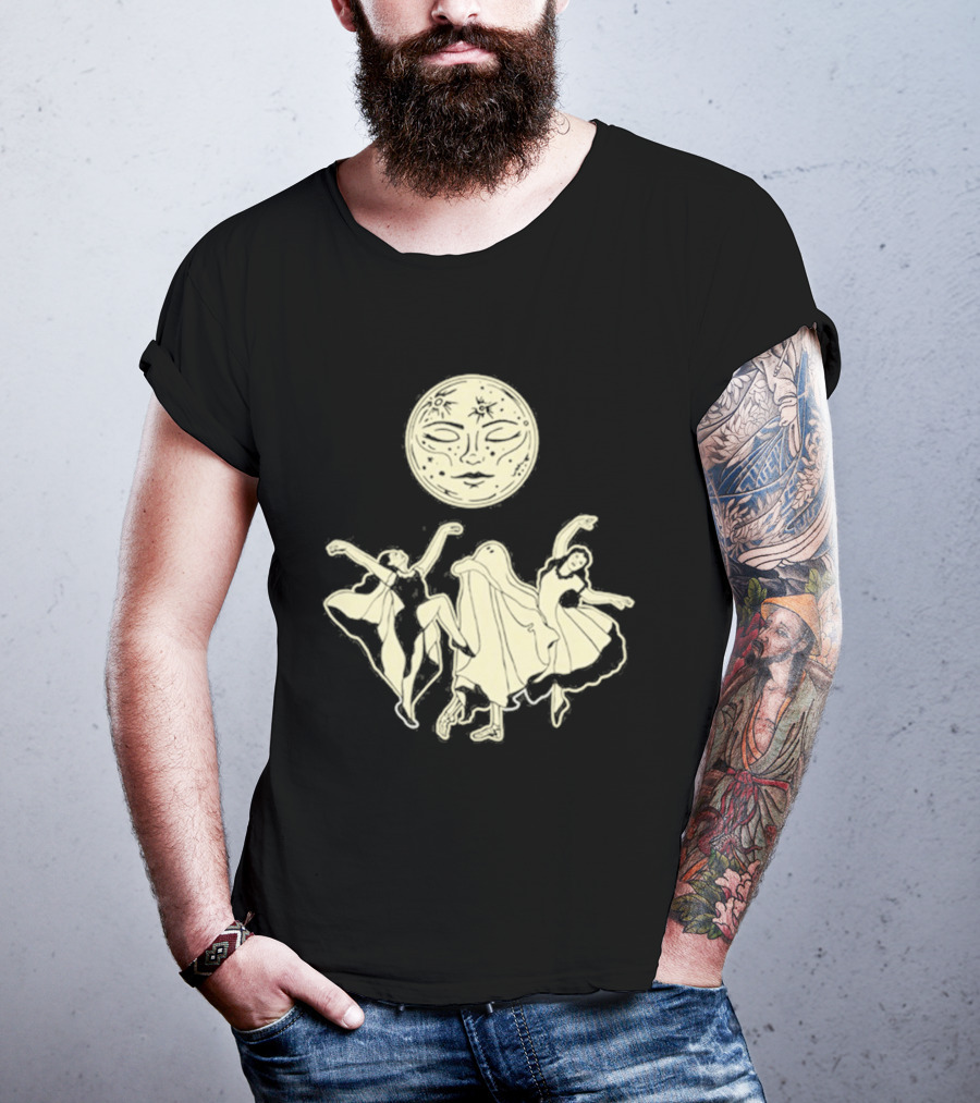 Two Girls Ghostly Dance Under Moon T-Shirt
