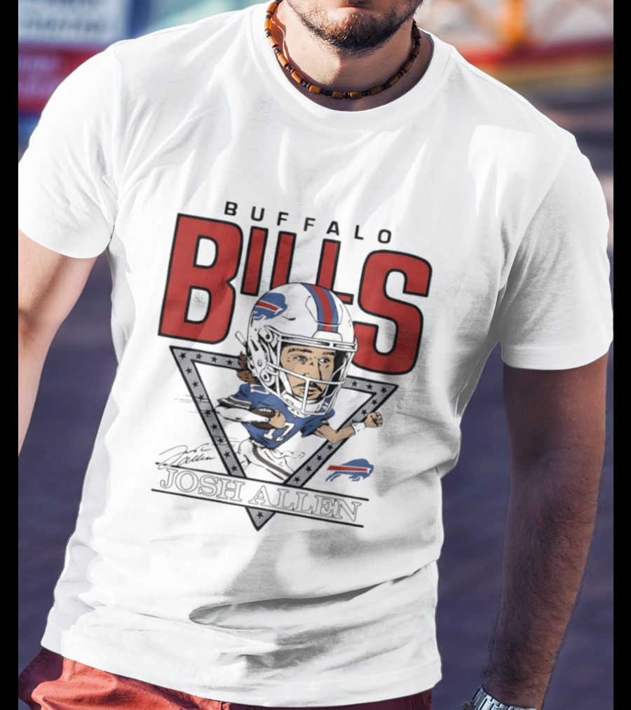 Buffalo Bills Josh Allen Football Caricature Triangle T-Shirt