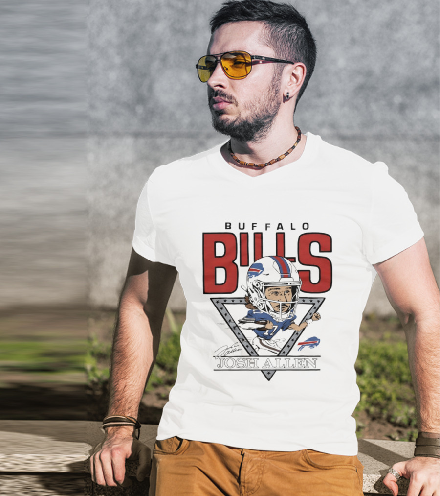 Buffalo Bills Josh Allen Football Caricature Triangle T-Shirt