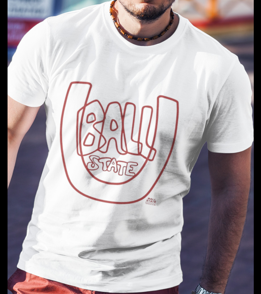 Ball State U Bold Red Text Inside Horseshoe T-Shirt