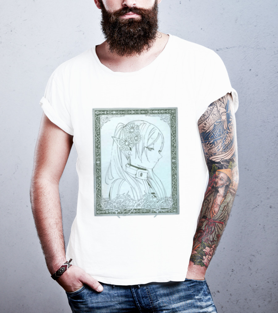 Frieren Evergreen Elf Girl Floral Fantasy Art Nouveau T-Shirt