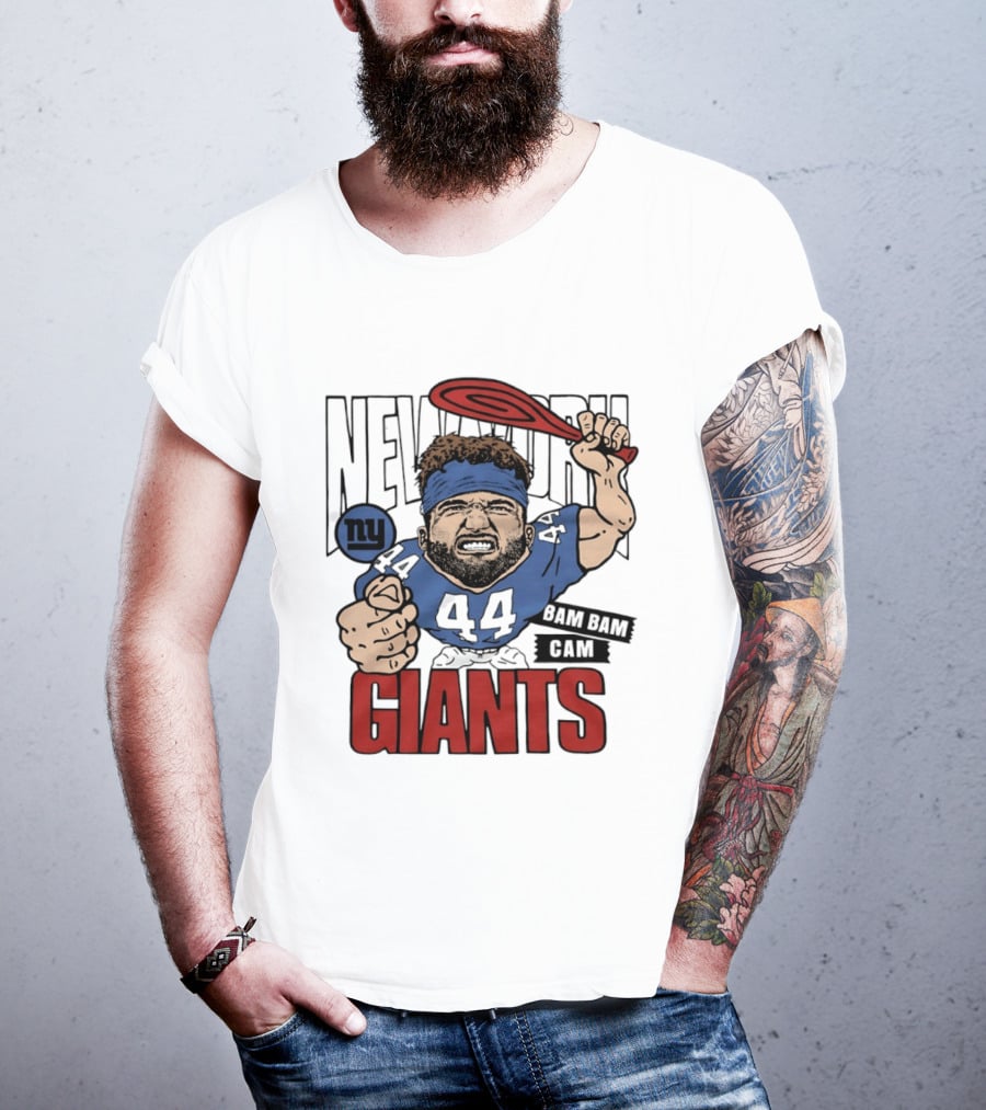 New York Giants Bam Bam Cam 44 Caricature Football ан T-Shirt