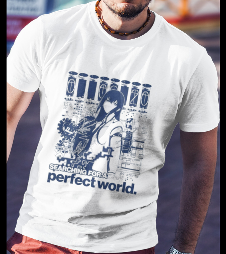 Steins Gate Kurisu Makise Searching For A Perfect World T-Shirt