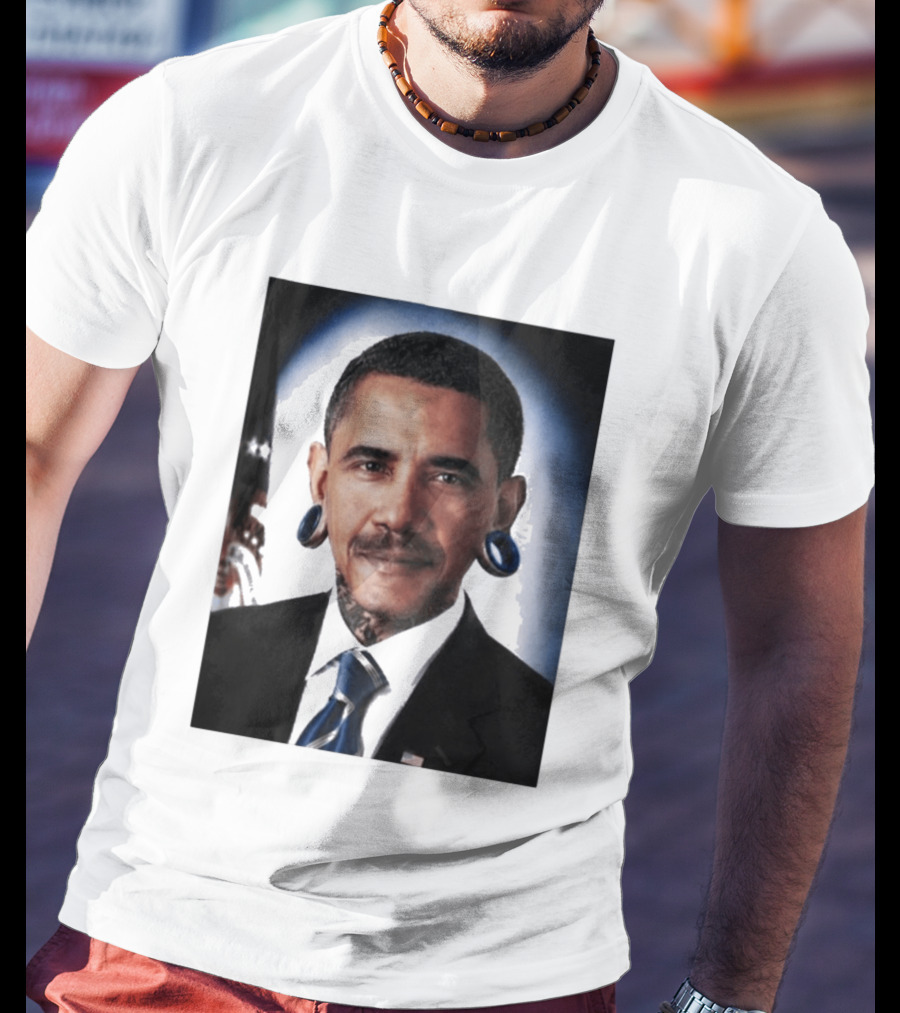 Obama President Political Fashion With Tattoos And Futuristic T-Shirt