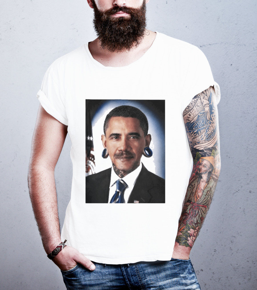 Obama President Political Fashion With Tattoos And Futuristic T-Shirt