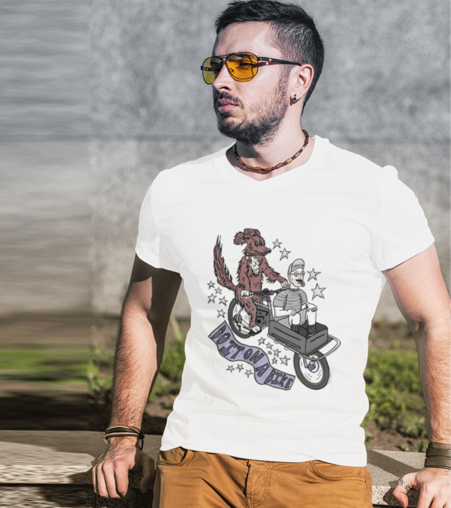 Original Dog On A Bike Omnium Cycling Matt Crank Free And High Stars T-Shirt