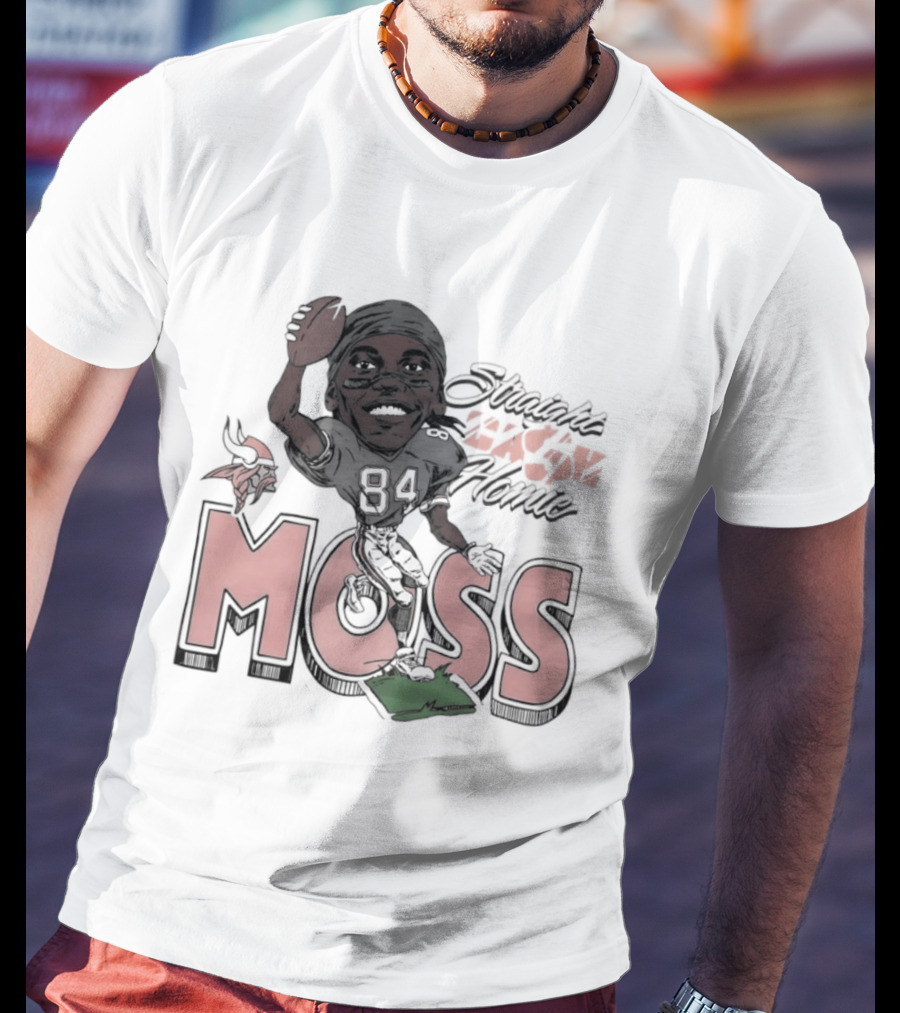 Moss Minnesota Vikings Straight Cash Homie Football Caricature T-Shirt