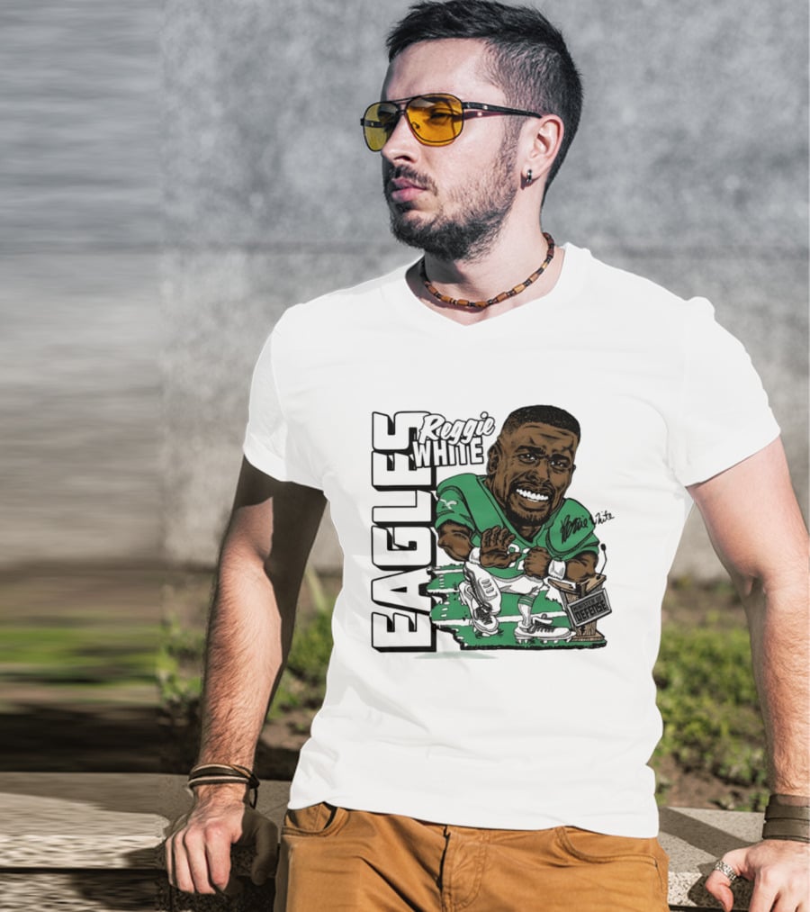 Reggie White Philadelphia Eagles Caricature Art NFL Legendary Player T-Shirt