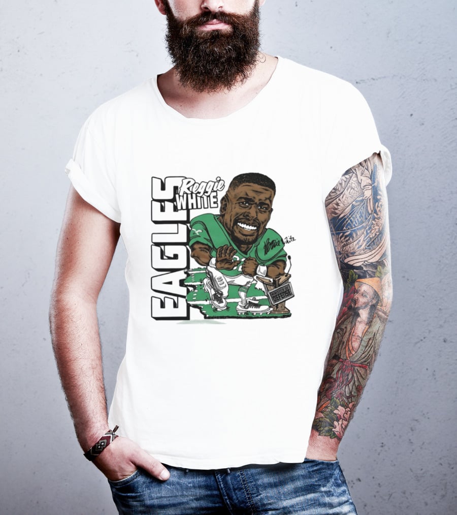 Reggie White Philadelphia Eagles Caricature Art NFL Legendary Player T-Shirt