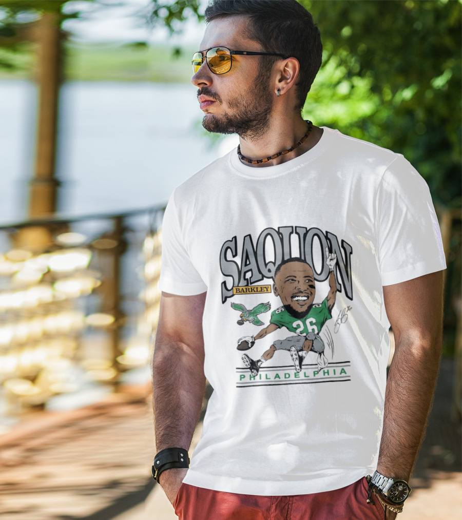 Saquon Barkley Philadelphia Football Caricature Eagles Fan T-Shirt