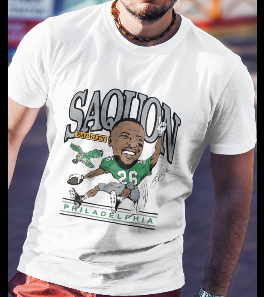 Saquon Barkley Philadelphia Football Caricature Eagles Fan T-Shirt