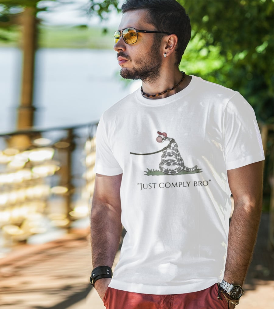 Snake Just Comply Bro Whimsical Red Hat Snake T-Shirt