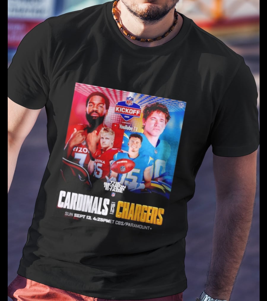 Cardinals Vs Chargers NFL Kickoff 2026 YouTube TV CBS Paramount September 13 T-Shirt