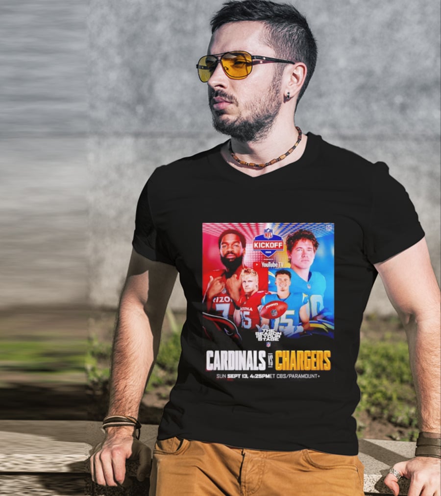 Cardinals Vs Chargers NFL Kickoff 2026 YouTube TV CBS Paramount September 13 T-Shirt