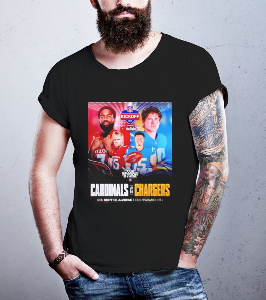 Cardinals Vs Chargers NFL Kickoff 2026 YouTube TV CBS Paramount September 13 T-Shirt