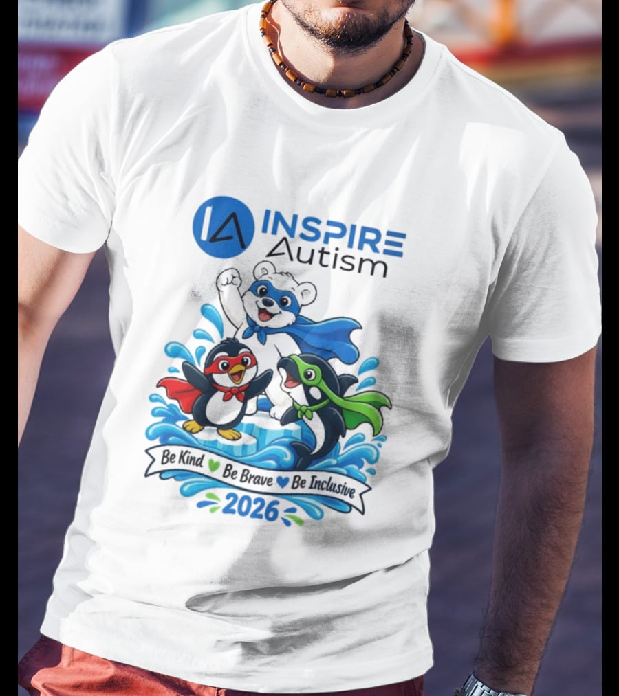 Inspire Autism Hero Walk 2026 Be Kind Brave Inclusive T-Shirt