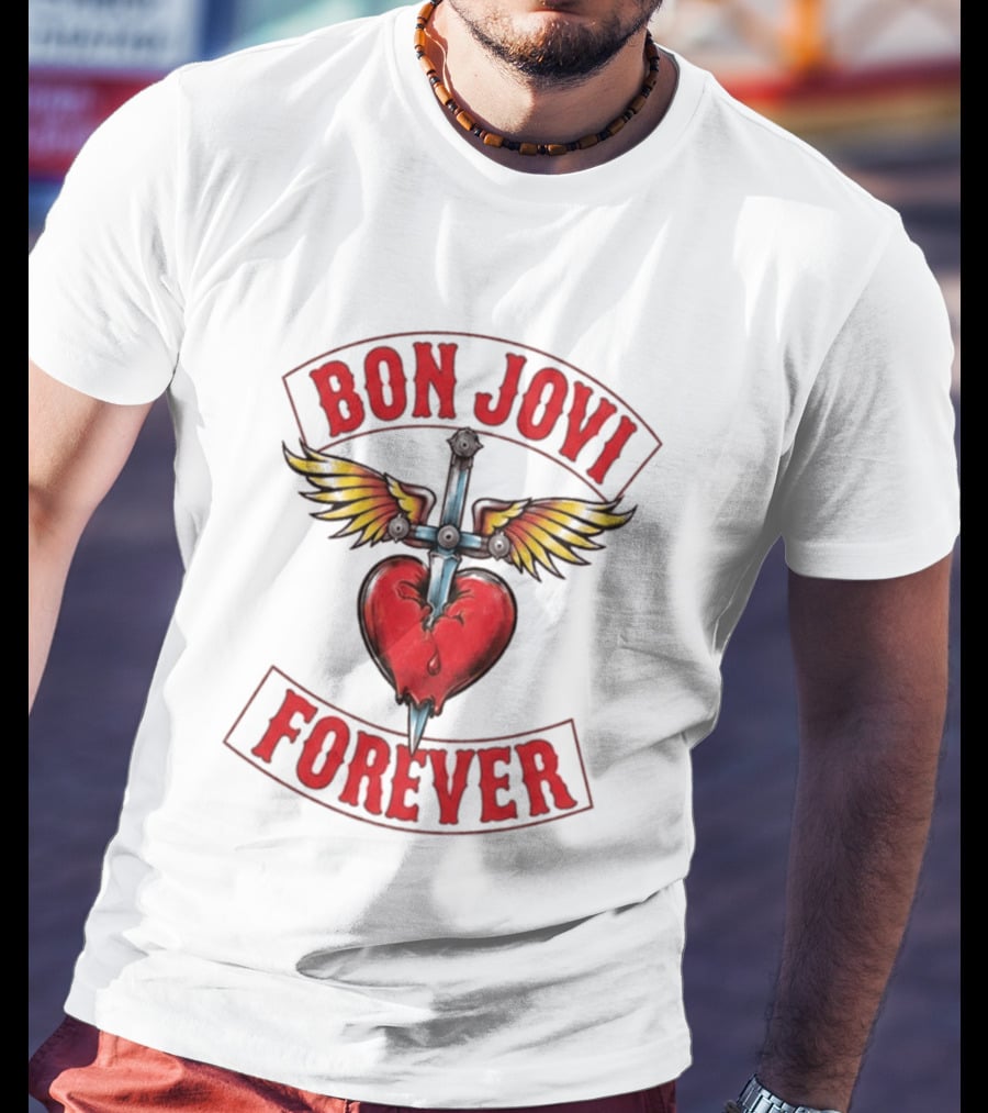 Bon Jovi Forever Heart Dagger Wings T-Shirt