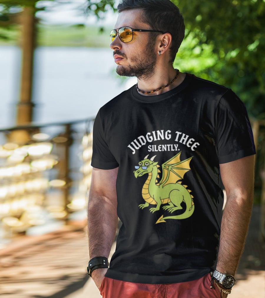 Judging Thee Silently Dragon With Sunglasses T-Shirt
