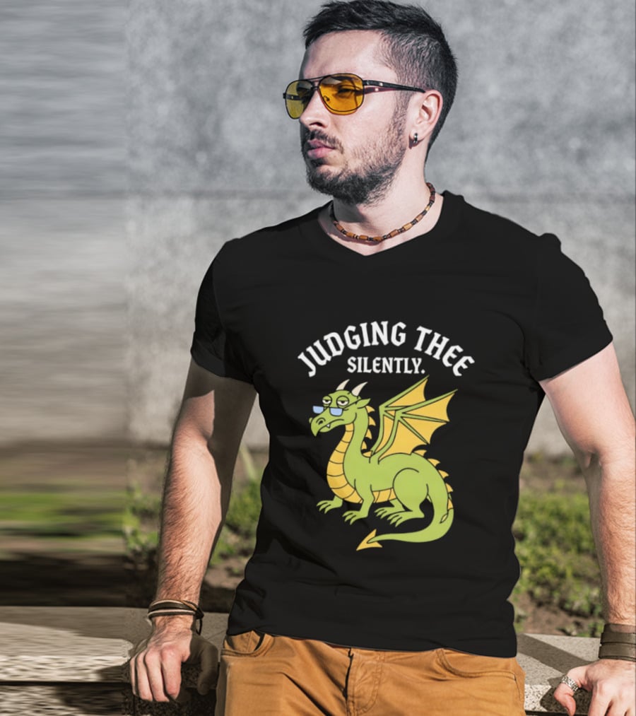 Judging Thee Silently Dragon With Sunglasses T-Shirt