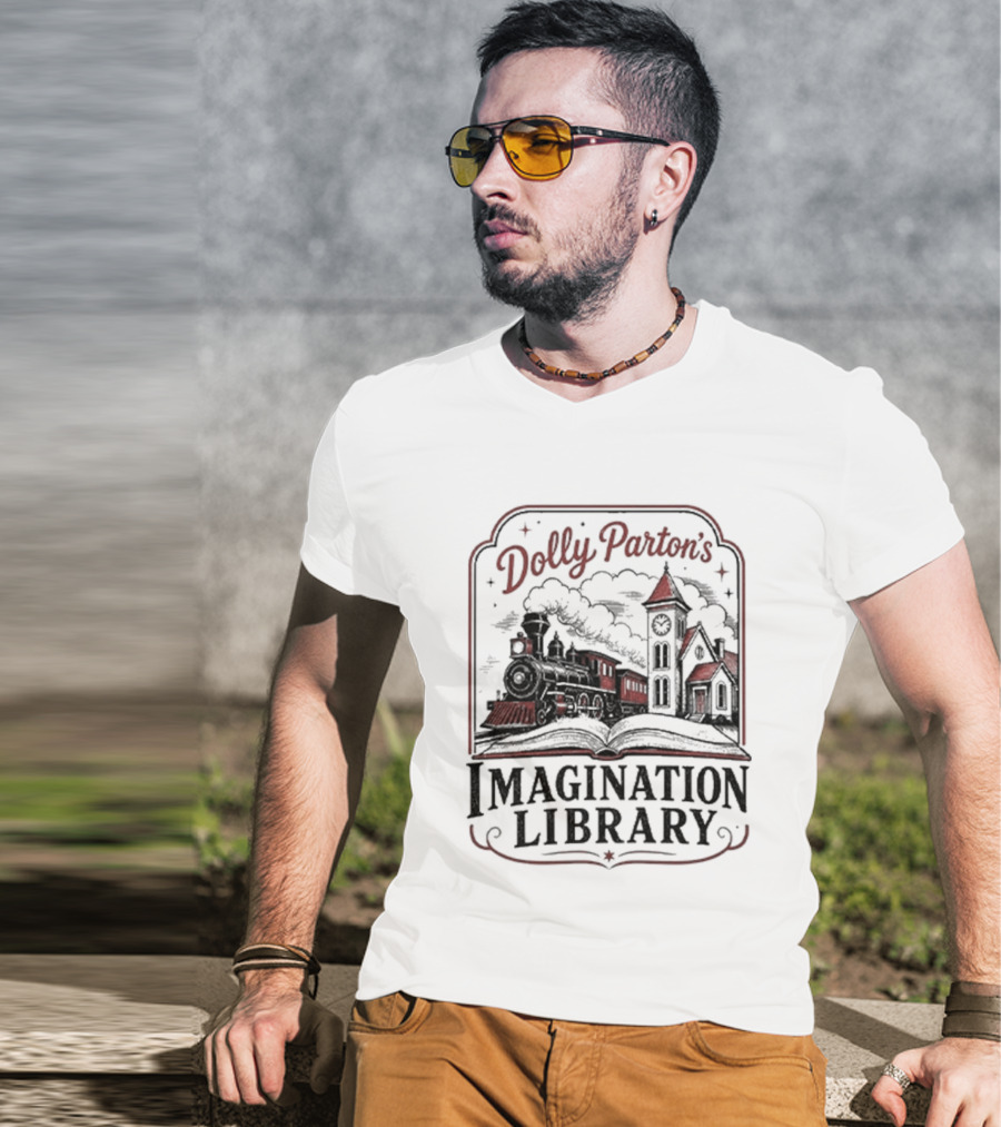 Dolly Parton's Imagination Library Train And Tower Scene T-Shirt
