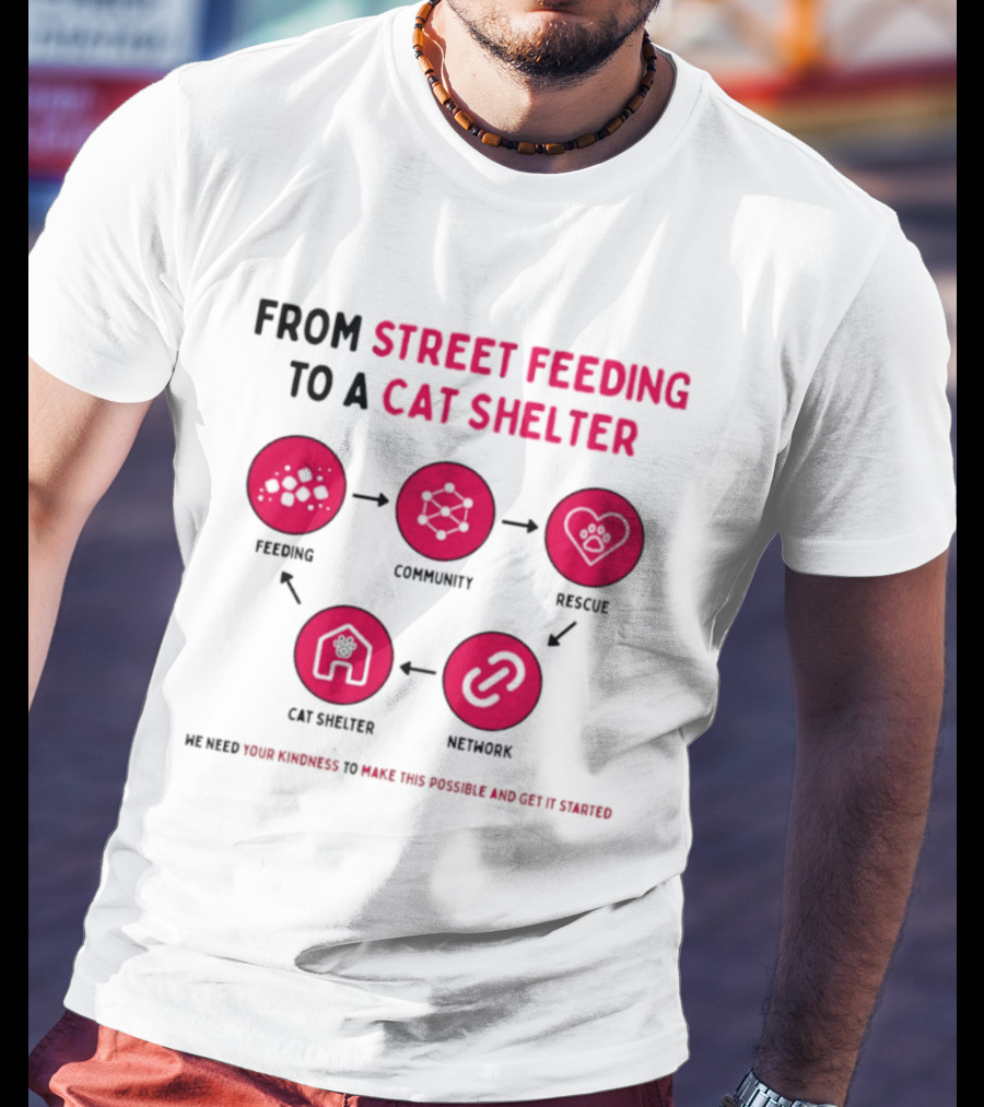From Street Feeding To A Cat Shelter Feeding Community Rescue Cat Shelter Network T-Shirt