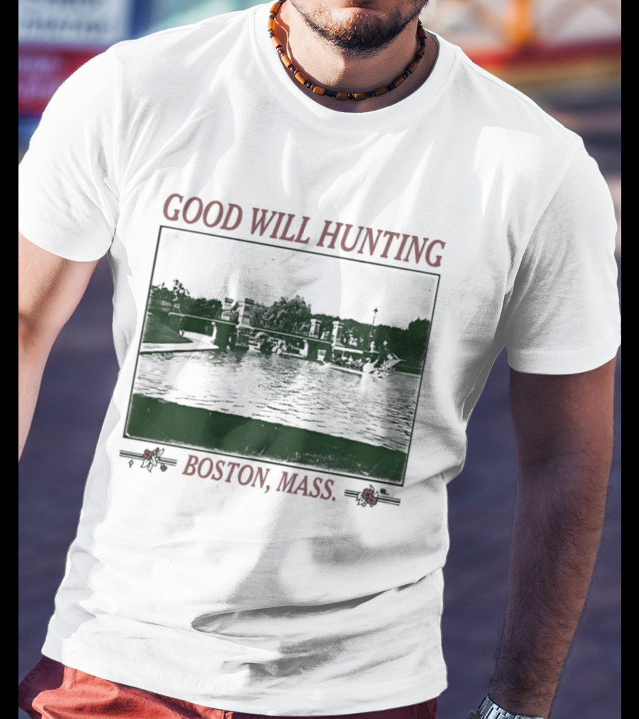 Good Will Hunting Boston Mass Matt Damon Urban River Scene T-Shirt