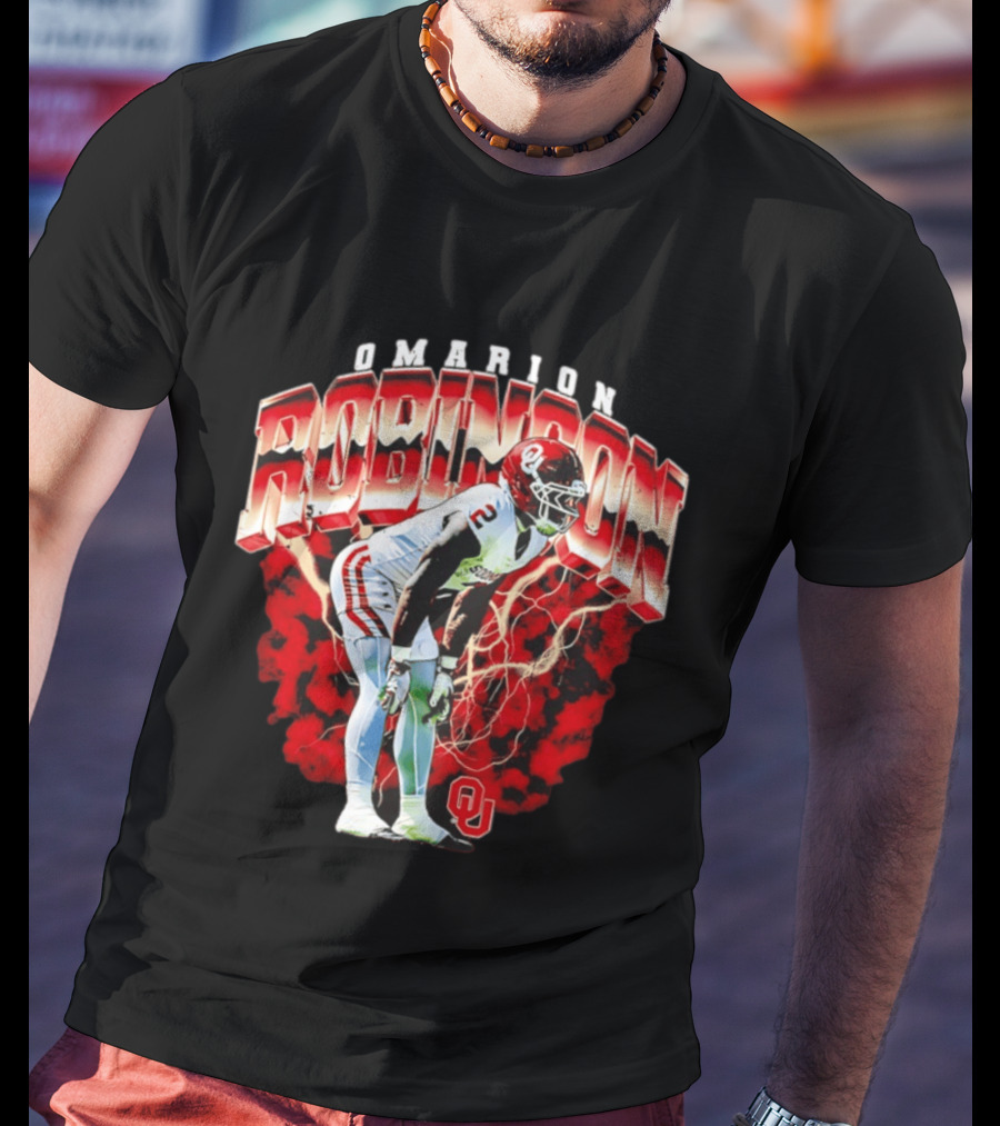 Omarion Robinson Oklahoma Sooners Football Lightning OU T-Shirt