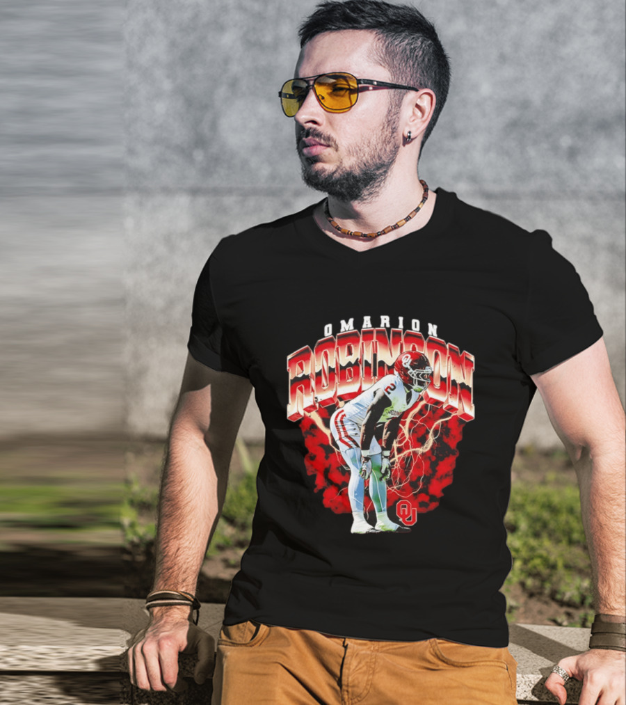 Omarion Robinson Oklahoma Sooners Football Lightning OU T-Shirt