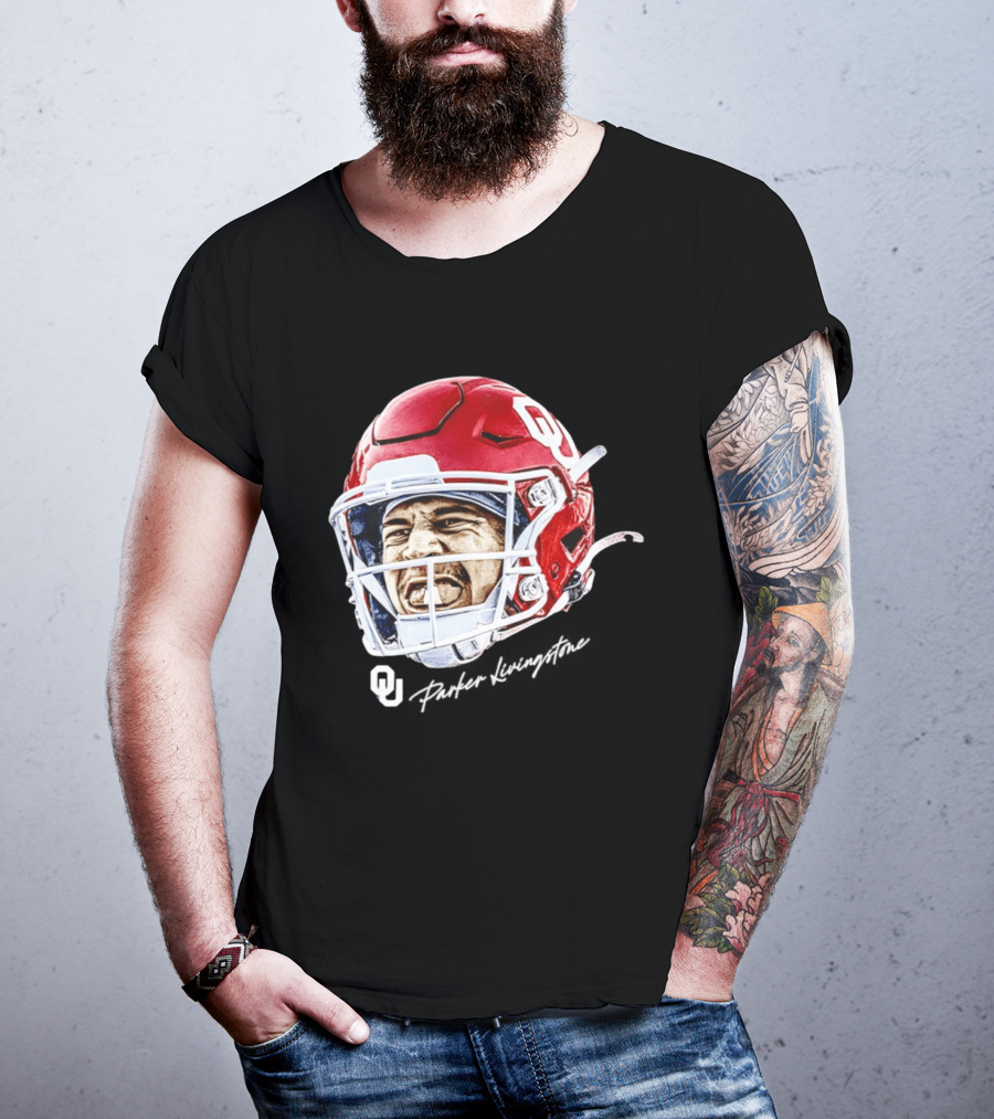 Oklahoma Sooners Parker Livingstone Football Swag Head OU Helmet T-Shirt