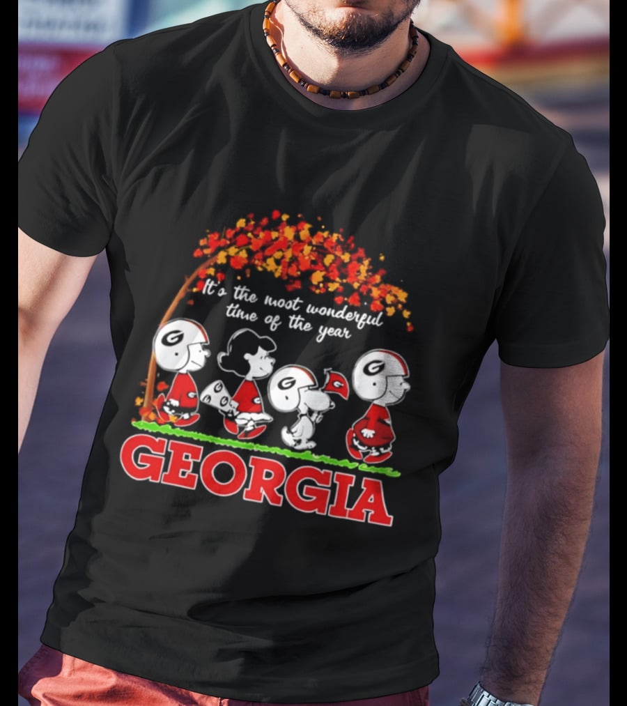 Peanuts Georgia Bulldogs Fall Halloween It's The Most Wonderful Time Of The Year T-Shirt