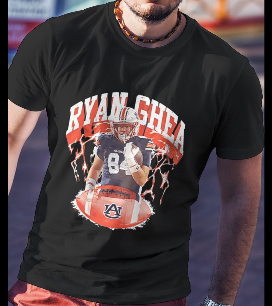 Ryan Ghea Auburn Tigers Football Lightning Bold Number 84 T-Shirt