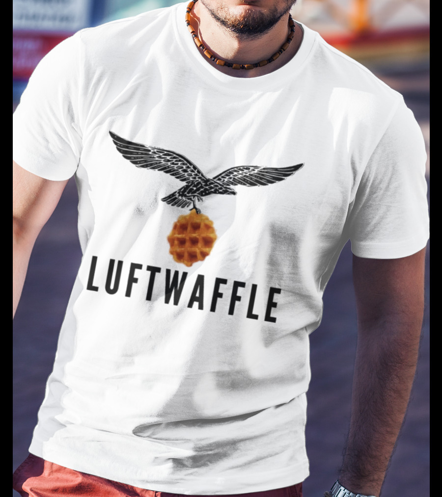 Luftwaffe Eagle Carrying Waffle Pun T-Shirt