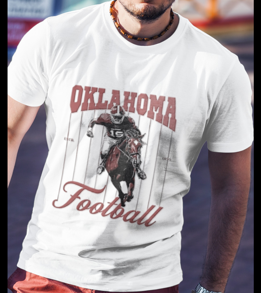 Oklahoma Sooners Football Player On Horse Estb 1890 T-Shirt