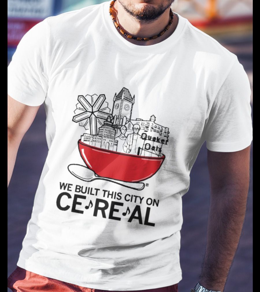 We Built This City On Ce Re Al Red Bowl Skyline T-Shirt