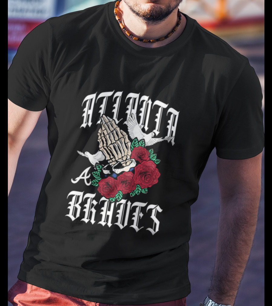 Atlanta Braves Gothic Bloom Praying Hands Halloween Roses 2026 T-Shirt