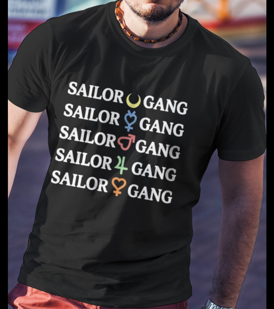 Sailor Moon Symbols Gang Moon Heart Planet Signs T-Shirt