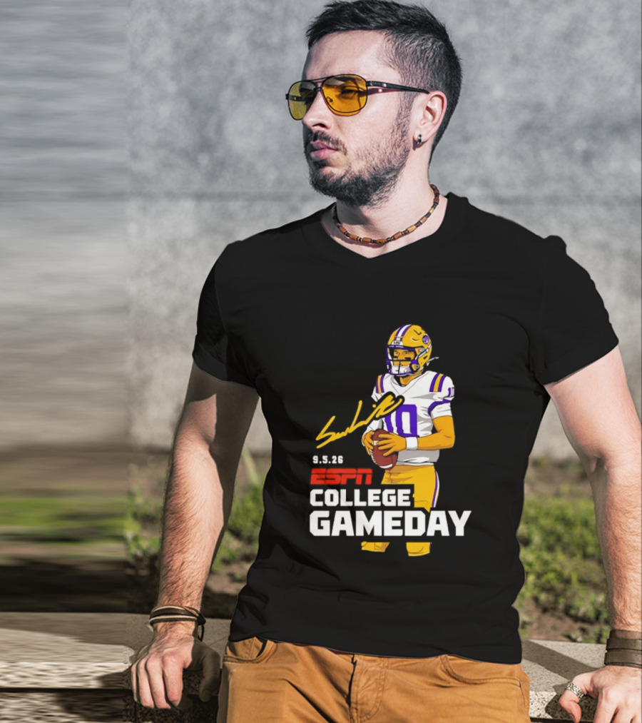Sam Leavitt 9 3 26 ESPN College Gameday LSU Tigers Football T-Shirt