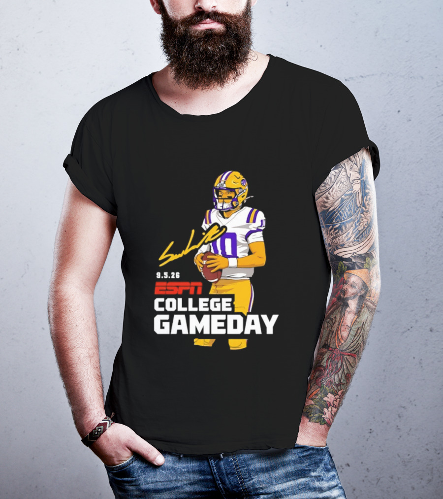 Sam Leavitt 9 3 26 ESPN College Gameday LSU Tigers Football T-Shirt