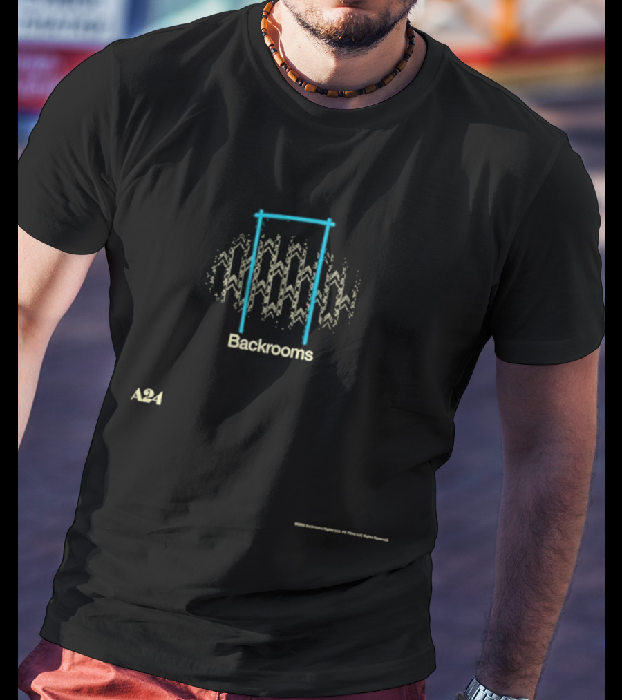 A24 Backrooms Hideo Kojima Inspired Concept With Abstract Doorway And Zigzag T-Shirt