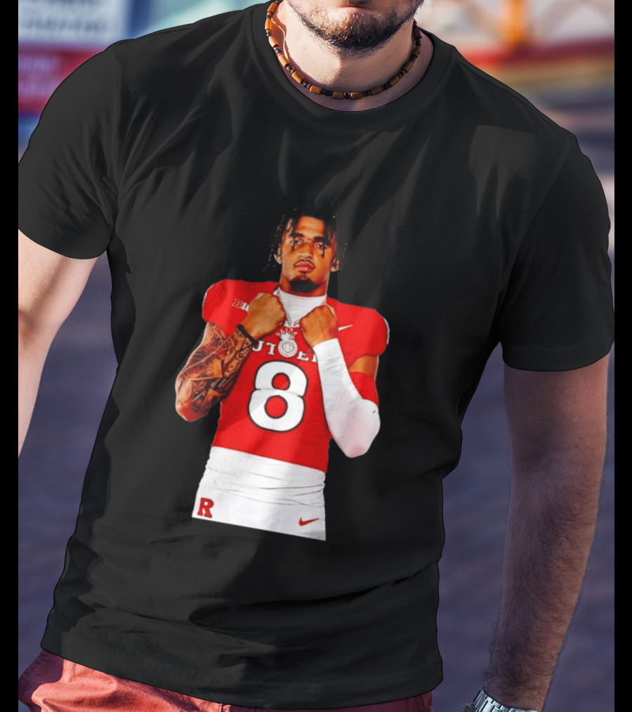 KJ Duff Rutgers Scarlet Knights Football Number 8 NCAA Moment T-Shirt