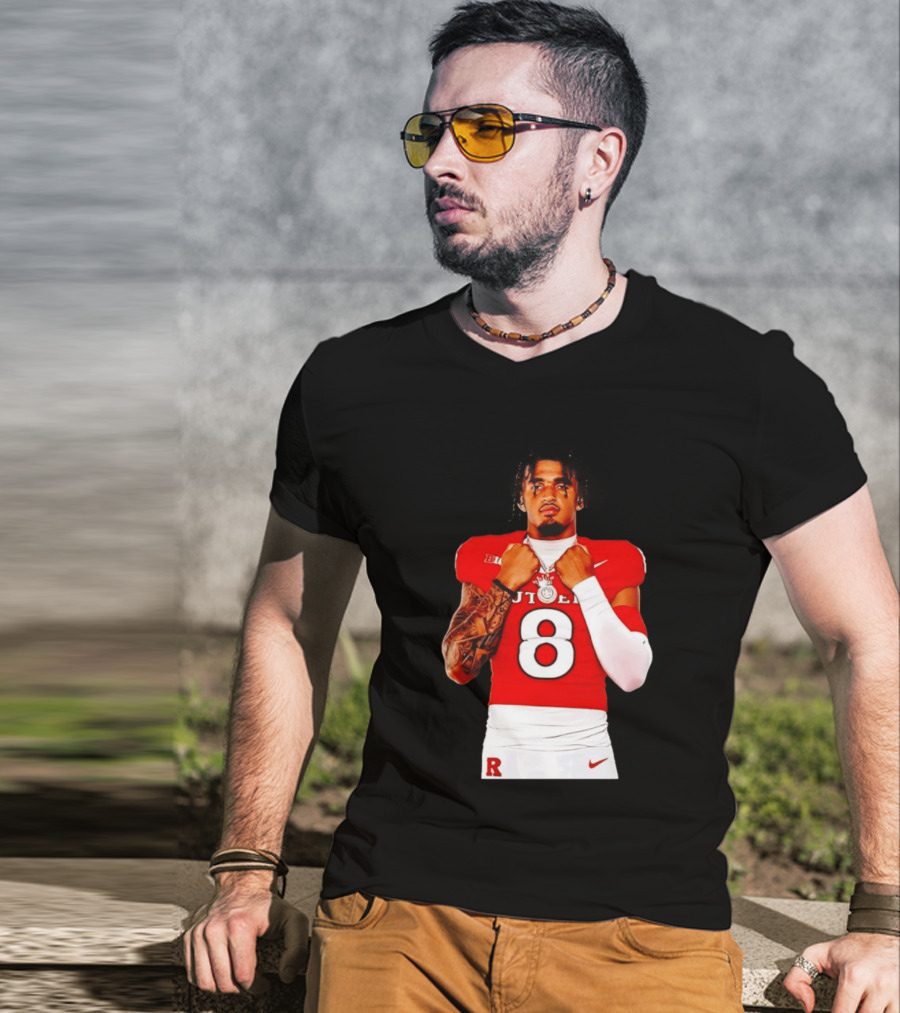 KJ Duff Rutgers Scarlet Knights Football Number 8 NCAA Moment T-Shirt