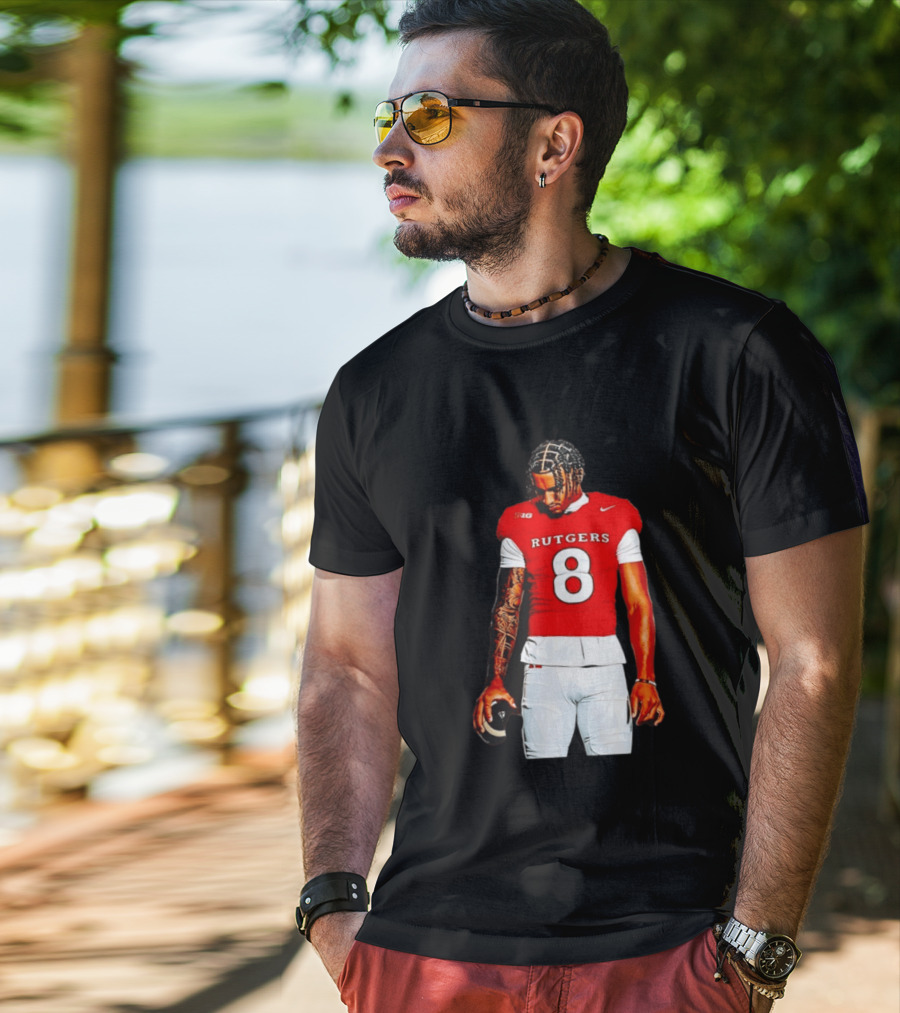 KJ Duff Number 8 Rutgers Scarlet Knights NCAA Football Player Nike Jersey T-Shirt