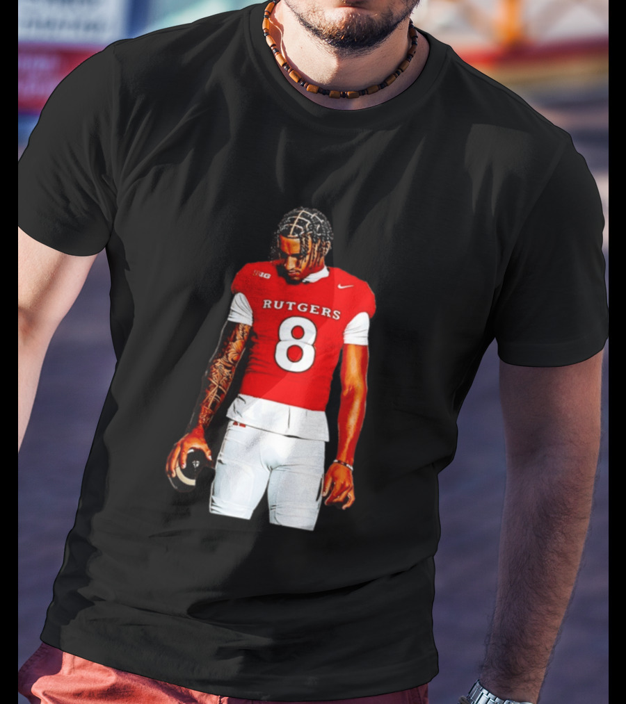 KJ Duff Number 8 Rutgers Scarlet Knights NCAA Football Player Nike Jersey T-Shirt