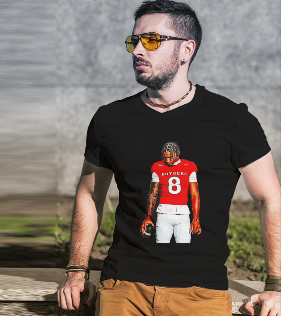 KJ Duff Number 8 Rutgers Scarlet Knights NCAA Football Player Nike Jersey T-Shirt