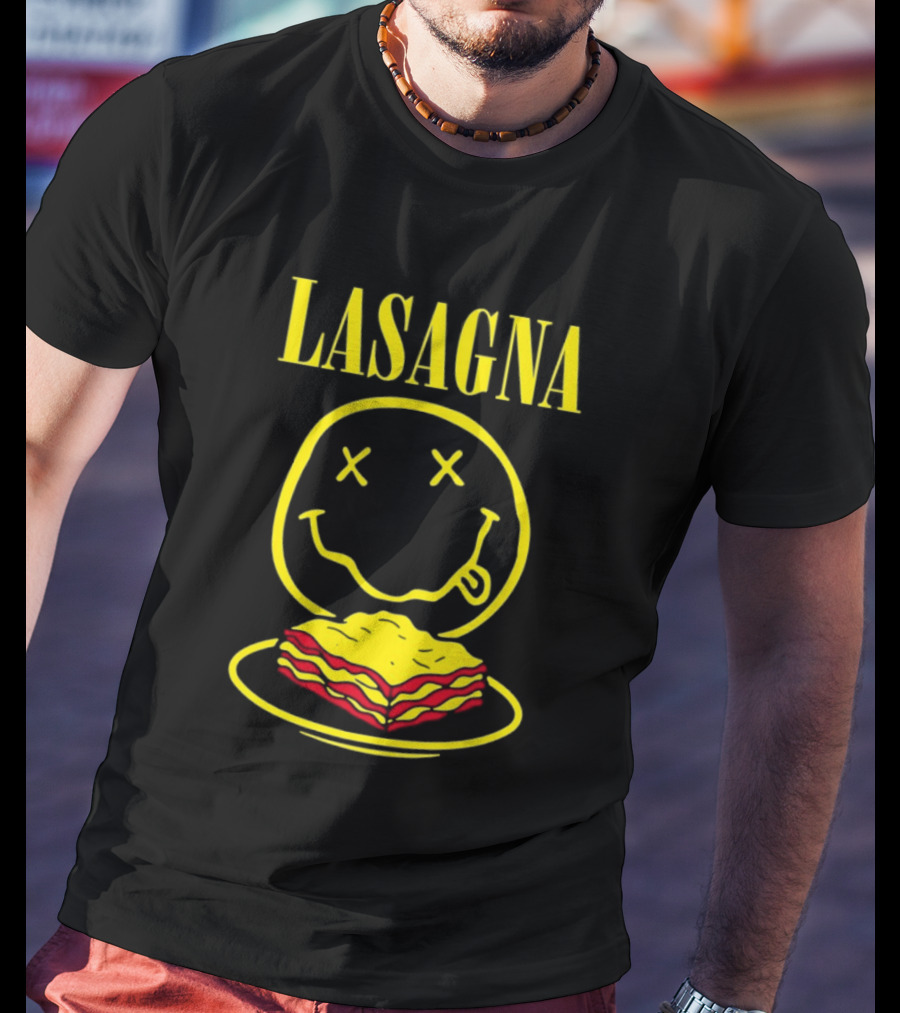 Lasagna Smiley Face Grunge Band Nirvana T-Shirt