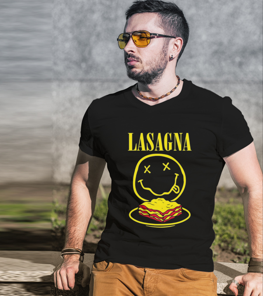 Lasagna Smiley Face Grunge Band Nirvana T-Shirt