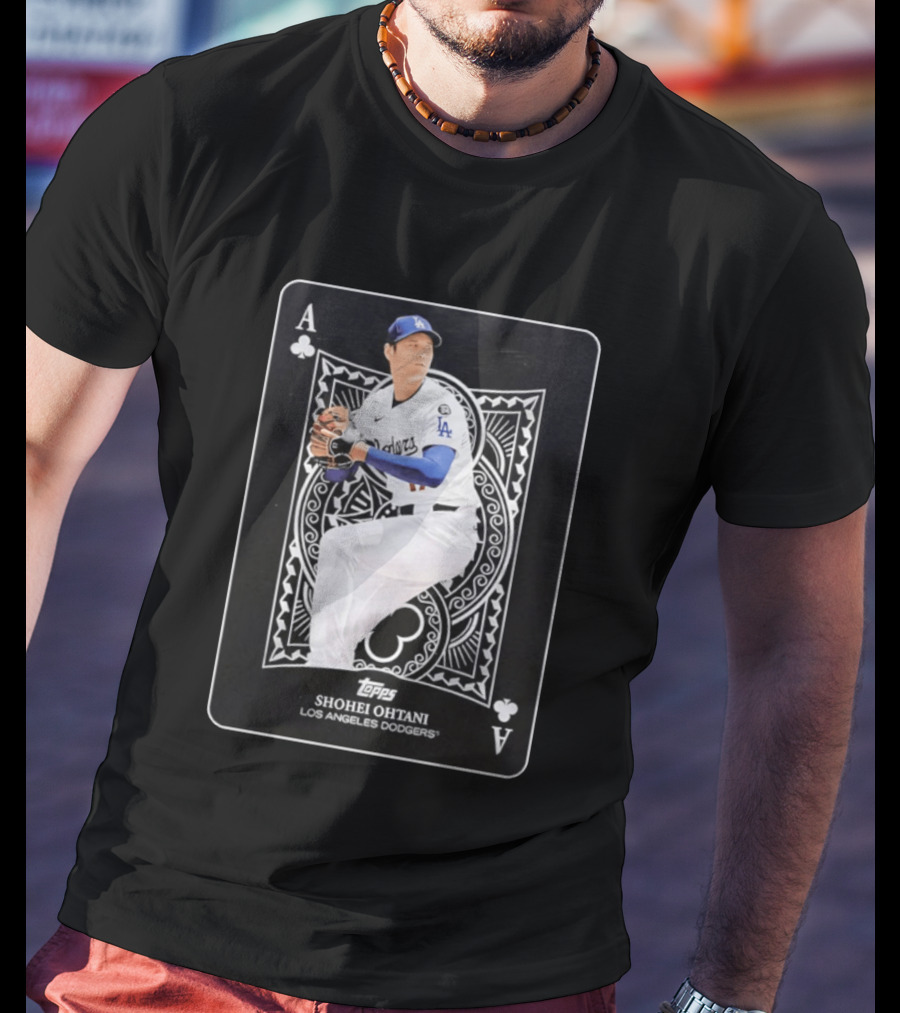 Los Angeles Dodgers Shohei Ohtani Topps Ace Of Clubs T-Shirt