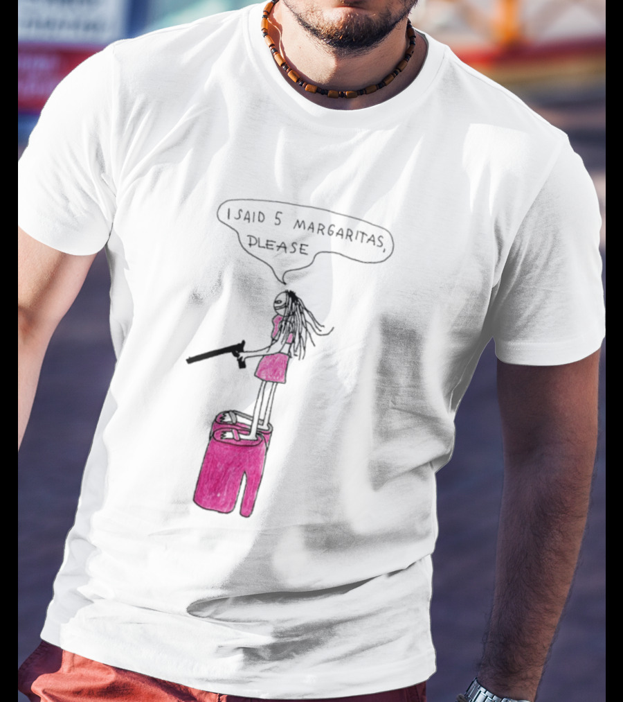 I Said 5 Margaritas Please Funny Stick Figure Woman On Chair T-Shirt