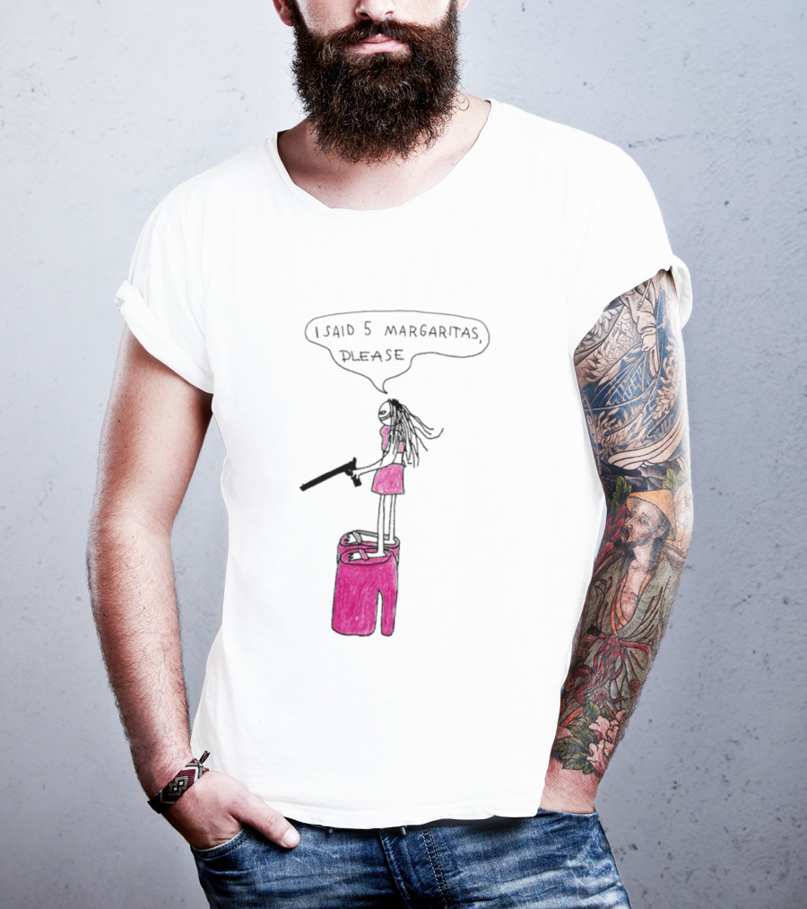 I Said 5 Margaritas Please Funny Stick Figure Woman On Chair T-Shirt